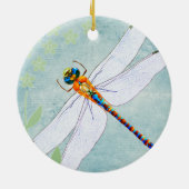 ヴィンテージトンボの色あせたフローラ背景 セラミックオーナメント (裏面)