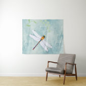 ヴィンテージトンボの色あせたフローラ背景 タペストリー (インサイチュ(横))