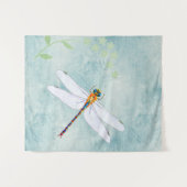 ヴィンテージトンボの色あせたフローラ背景 タペストリー (正面(横))