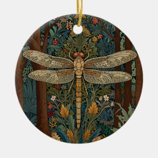 ヴィンテージトンボデザインロマンチックなボホ植物学 セラミックオーナメント (正面)