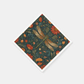 ヴィンテージトンボフローラグリーンリーbohoシック スタンダードカクテルナプキン (角)