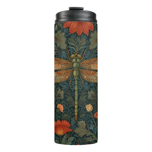 ヴィンテージトンボフローラグリーンリーbohoシック タンブラー (正面)