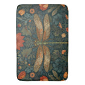 ヴィンテージトンボフローラグリーンリーbohoシック バスマット (正面縦)