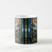 ヴィンテージトンボフローラ植物染色ガラス コーヒーマグカップ (中央)