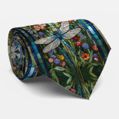 ヴィンテージトンボフローラ植物染色ガラス ネクタイ (ロール)