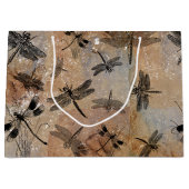 ヴィンテージトンボ動揺してイ昆虫学パターン ラージペーパーバッグ (正面)