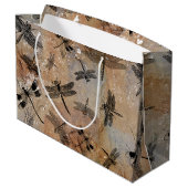 ヴィンテージトンボ動揺してイ昆虫学パターン ラージペーパーバッグ (裏面アングル)