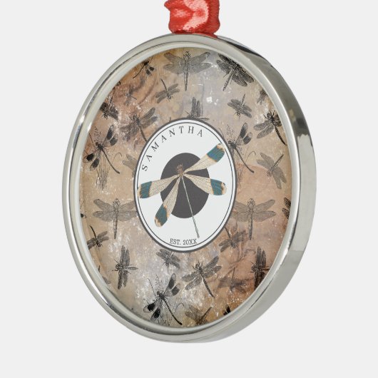 ヴィンテージトンボ動揺してイ昆虫学モノグラム メタルオーナメント (左)