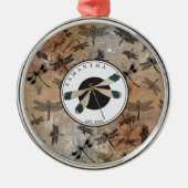 ヴィンテージトンボ動揺してイ昆虫学モノグラム メタルオーナメント (正面)