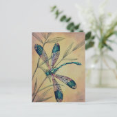 ヴィンテージトンボNo. 4葉水彩画 ポストカード (スタンド正面)