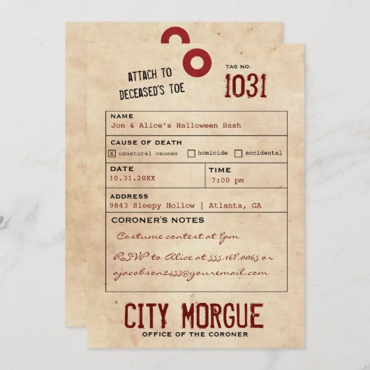 ヴィンテージトーラベル大人ハローウィンパーティ招待状 シーズンカード (正面/裏面)