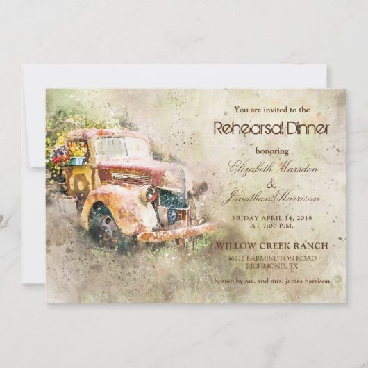 ヴィンテージト素朴ラックトレンディーリハーサルダイナー 招待状 (正面)