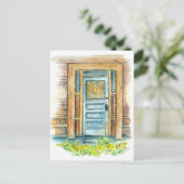 ヴィンテージドアの水の色の移動の説明 ポストカード (スタンド正面)