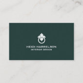 ヴィンテージドアノッカーのロゴダークグリーン不動産仲介業者 名刺 (正面)