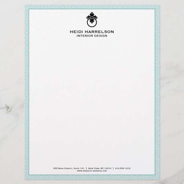 ヴィンテージドアノッカーのロゴミント/ブラック縁ど レターヘッド (正面)