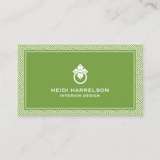 ヴィンテージドアノッカーのロゴ縁ど緑 名刺 (正面)