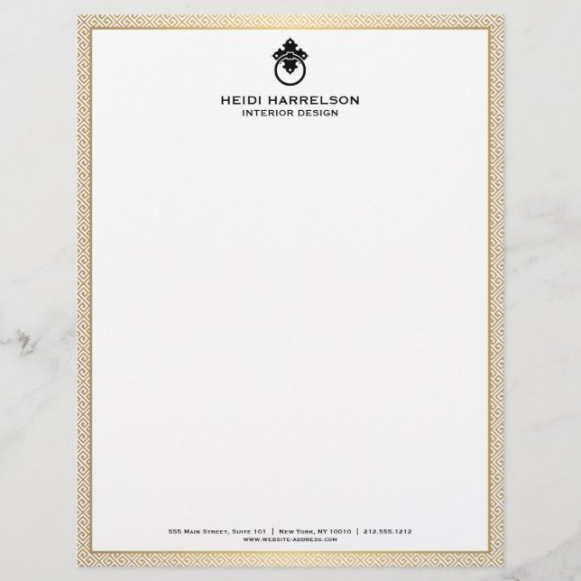 ヴィンテージドアノッカーのロゴ金ゴールド/黒縁ど レターヘッド (正面)