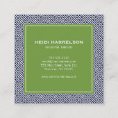 ヴィンテージドアノッカーのロゴ青/緑縁ど スクエア名刺 (裏面)