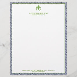 ヴィンテージドアノッカーのロゴ青/緑縁ど レターヘッド