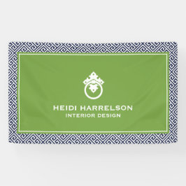 ヴィンテージドアノッカーのロゴ青/緑縁ど 横断幕