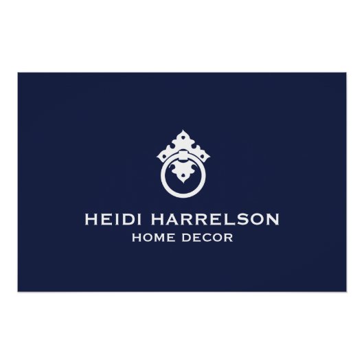 ヴィンテージドアノッカー青/白ロゴのダウンロード ポスター (正面)