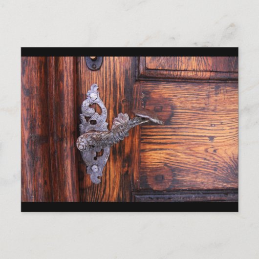 ヴィンテージドアハンドル、古い木実在材地 ポストカード (正面)