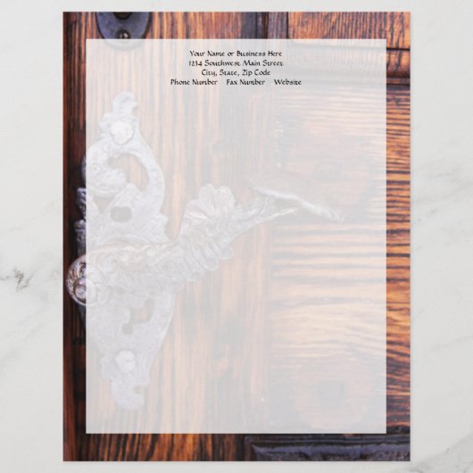 ヴィンテージドアハンドル、古い木実在材地 レターヘッド (正面)