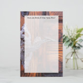 ヴィンテージドアハンドル、古い木実在材地 便箋 (スタンド正面)