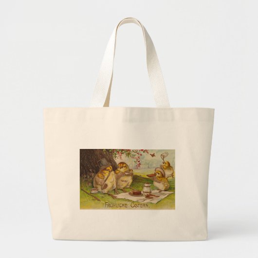 ヴィンテージドイツのイースターカード ラージトートバッグ (正面)