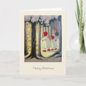 ヴィンテージドイツのクリスマスカードの天使の森 シーズンカード (正面)