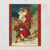 ヴィンテージドイツのサンタと子供のはがき シーズンポストカード (正面)