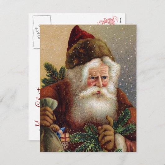 ヴィンテージドイツのサンタポストカード シーズンポストカード (正面/裏面)