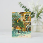 ヴィンテージドイツのサンタ(黄色) シーズンポストカード (スタンド正面)