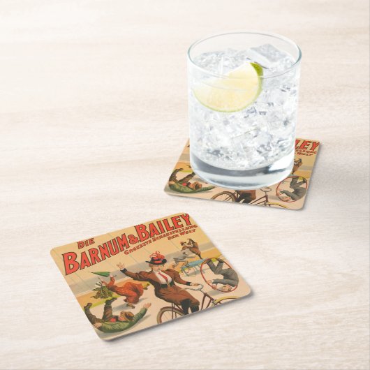 ヴィンテージドイツのサーカスのポスターパフォーマー, 1900. スクエアペーパーコースター (インサイチュ)