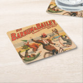 ヴィンテージドイツのサーカスのポスターパフォーマー， 1900. スクエアペーパーコースター (アングル)