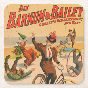 ヴィンテージドイツのサーカスのポスターパフォーマー， 1900. スクエアペーパーコースター