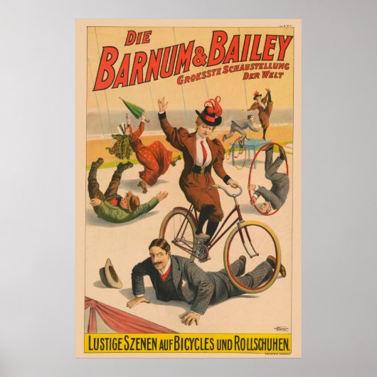ヴィンテージドイツのサーカスのポスターパフォーマー， 1900. ポスター (正面)