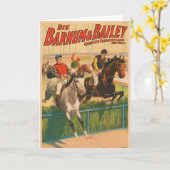 ヴィンテージドイツのサーカスの馬のジョッキーのポスター カード (黄色い花)