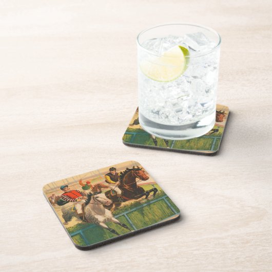 ヴィンテージドイツのサーカスの馬のジョッキーのポスター コースター (右側)