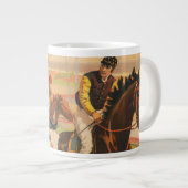 ヴィンテージドイツのサーカスの馬のジョッキーのポスター ジャンボコーヒーマグカップ (正面右)