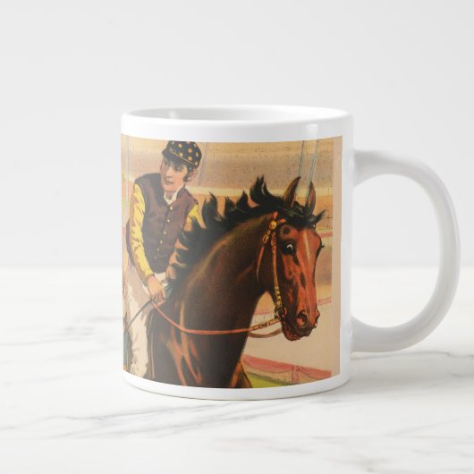 ヴィンテージドイツのサーカスの馬のジョッキーのポスター ジャンボコーヒーマグカップ (右)