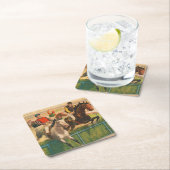 ヴィンテージドイツのサーカスの馬のジョッキーのポスター スクエアペーパーコースター (インサイチュ)