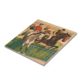 ヴィンテージドイツのサーカスの馬のジョッキーのポスター タイル (側面)