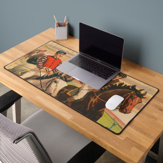 ヴィンテージドイツのサーカスの馬のジョッキーのポスター デスクマット (オフィス2)