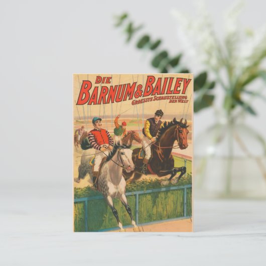 ヴィンテージドイツのサーカスの馬のジョッキーのポスター ポストカード (スタンド正面)