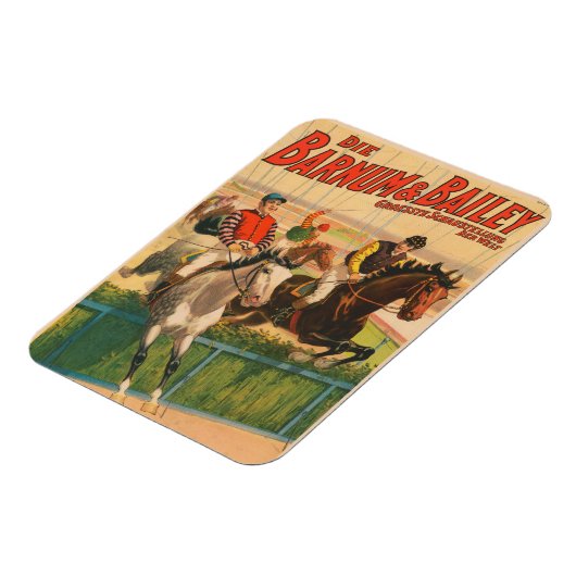 ヴィンテージドイツのサーカスの馬のジョッキーのポスター マグネット (左側)