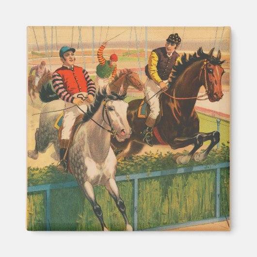 ヴィンテージドイツのサーカスの馬のジョッキーのポスター マグネット (正面)
