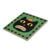 ヴィンテージドイツのハロウィーンの黒猫 タイル (側面)