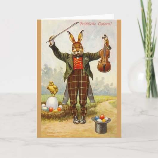 ヴィンテージドイツのバイオリニスト復活祭グリーティングカード シーズンカード (正面)