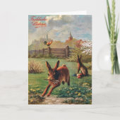 ヴィンテージドイツのフロヘオスターンイースターウサギ シーズンカード (正面)